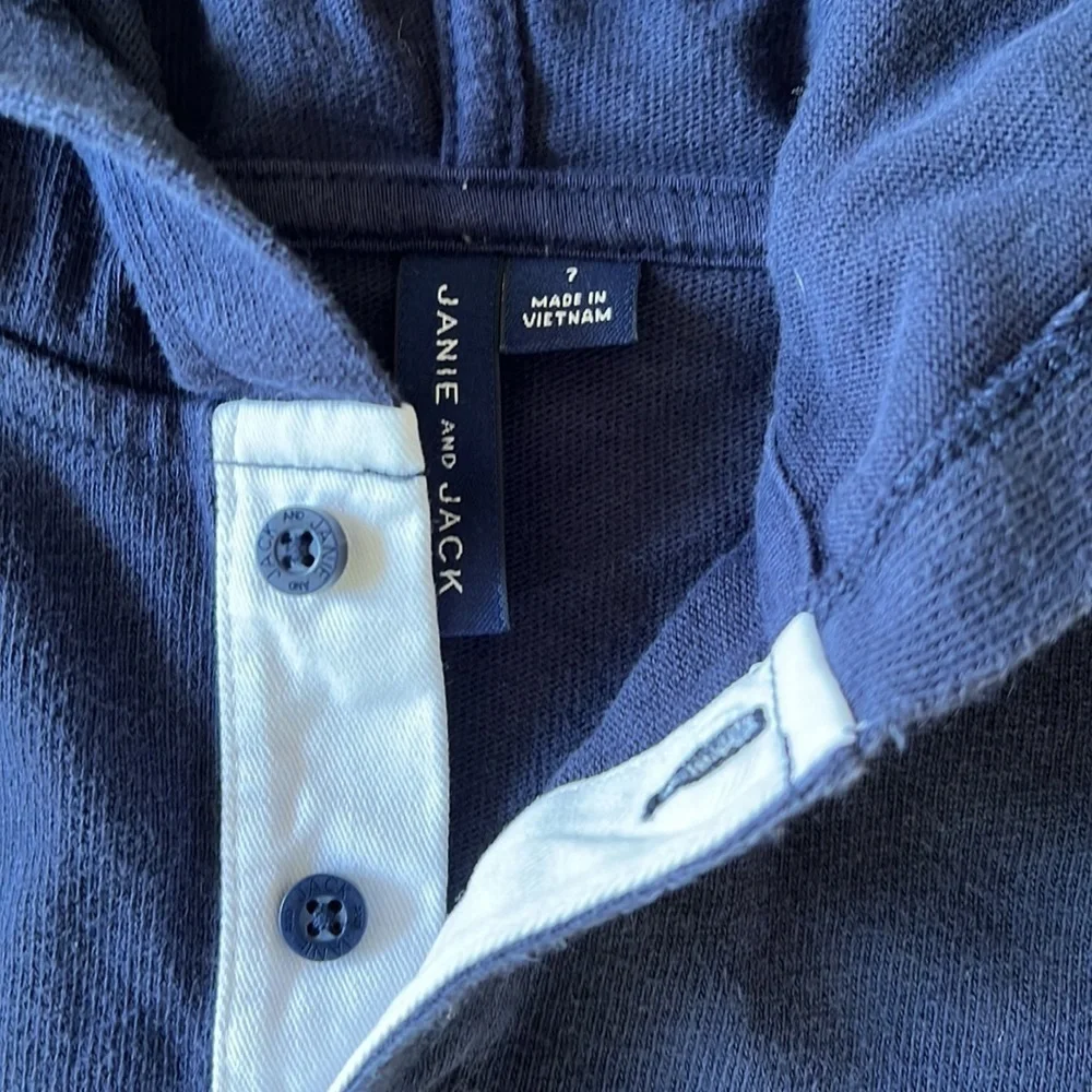 Janie and Jack navy striped hooded pullover